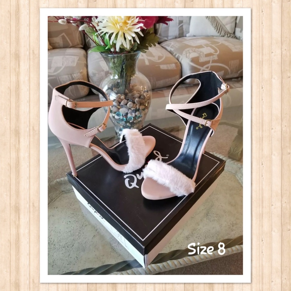 ‼️SOLD‼️ NWT | Blush Fur toe Heels | 8 - Picture 1 of 2
